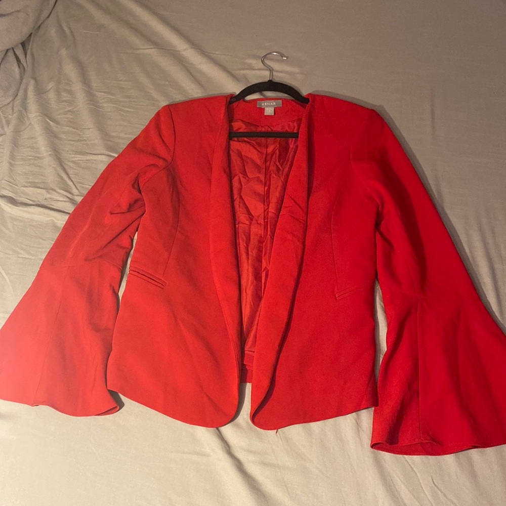 Kenar Red Bell Sleeve Blazer